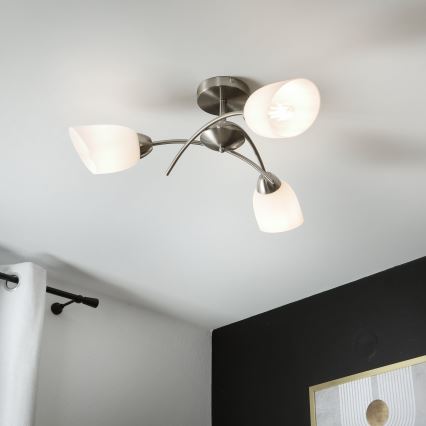 Nadgradni lestenec DONNA 3xE27/60W/230V nikelj