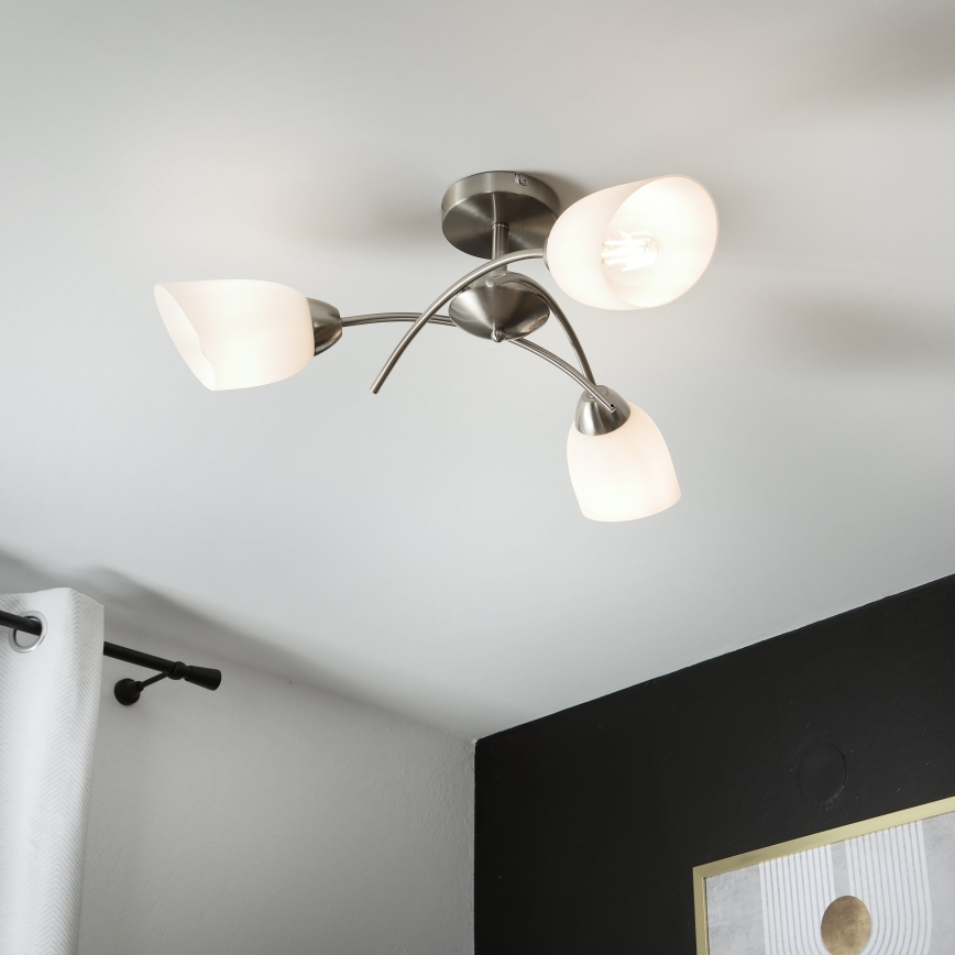 Nadgradni lestenec DONNA 3xE27/60W/230V nikelj