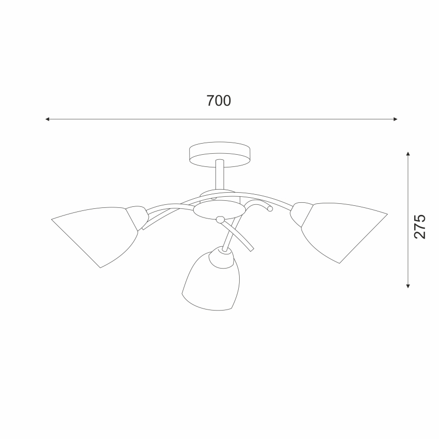 Nadgradni lestenec DONNA 3xE27/60W/230V nikelj