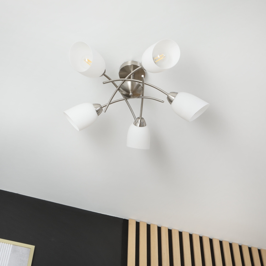 Nadgradni lestenec DONNA 5xE27/60W/230V nikelj