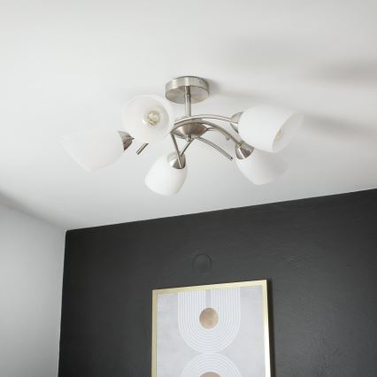 Nadgradni lestenec DONNA 5xE27/60W/230V nikelj