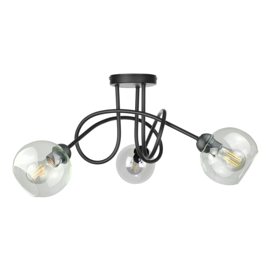 Nadgradni lestenec EVIE 3xE27/60W/230V črna/prozorna