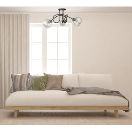 Nadgradni lestenec EVIE 3xE27/60W/230V črna/prozorna