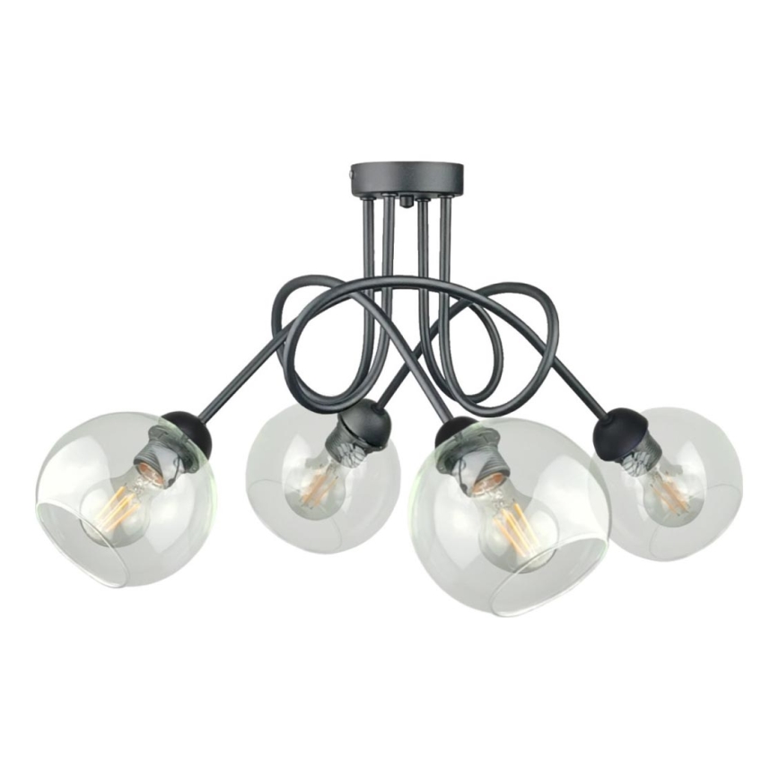 Nadgradni lestenec EVIE 4xE27/60W/230V antracit/prozorna