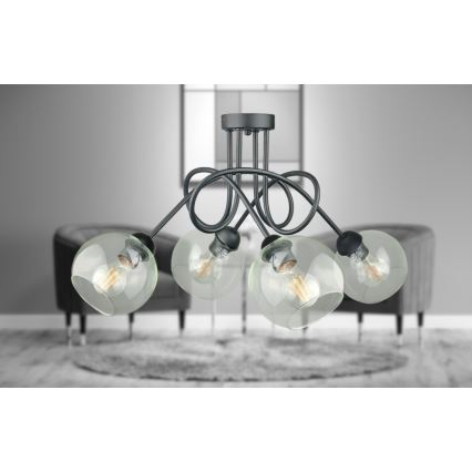 Nadgradni lestenec EVIE 4xE27/60W/230V antracit/prozorna