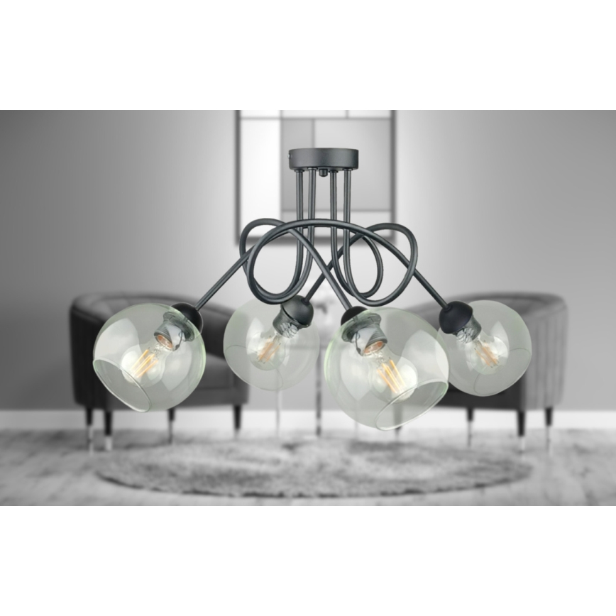 Nadgradni lestenec EVIE 4xE27/60W/230V antracit/prozorna