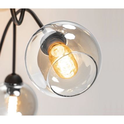 Nadgradni lestenec EVIE 4xE27/60W/230V antracit/prozorna
