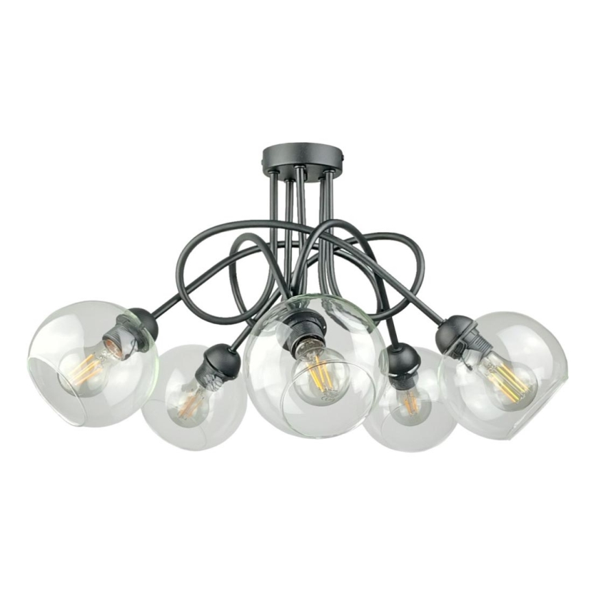 Nadgradni lestenec EVIE 5xE27/60W/230V antracit/prozorna