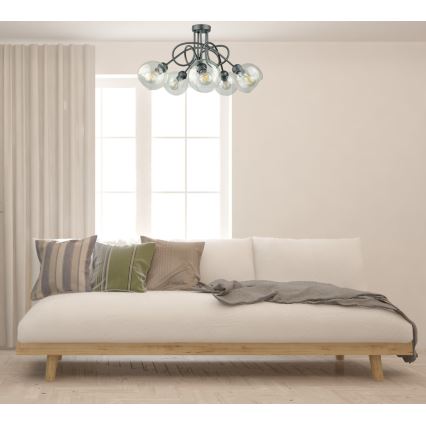 Nadgradni lestenec EVIE 5xE27/60W/230V antracit/prozorna