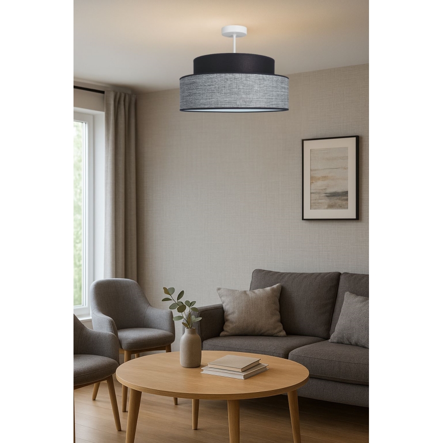 Nadgradni lestenec GRACE 1xE27/60W/230V črna/siva