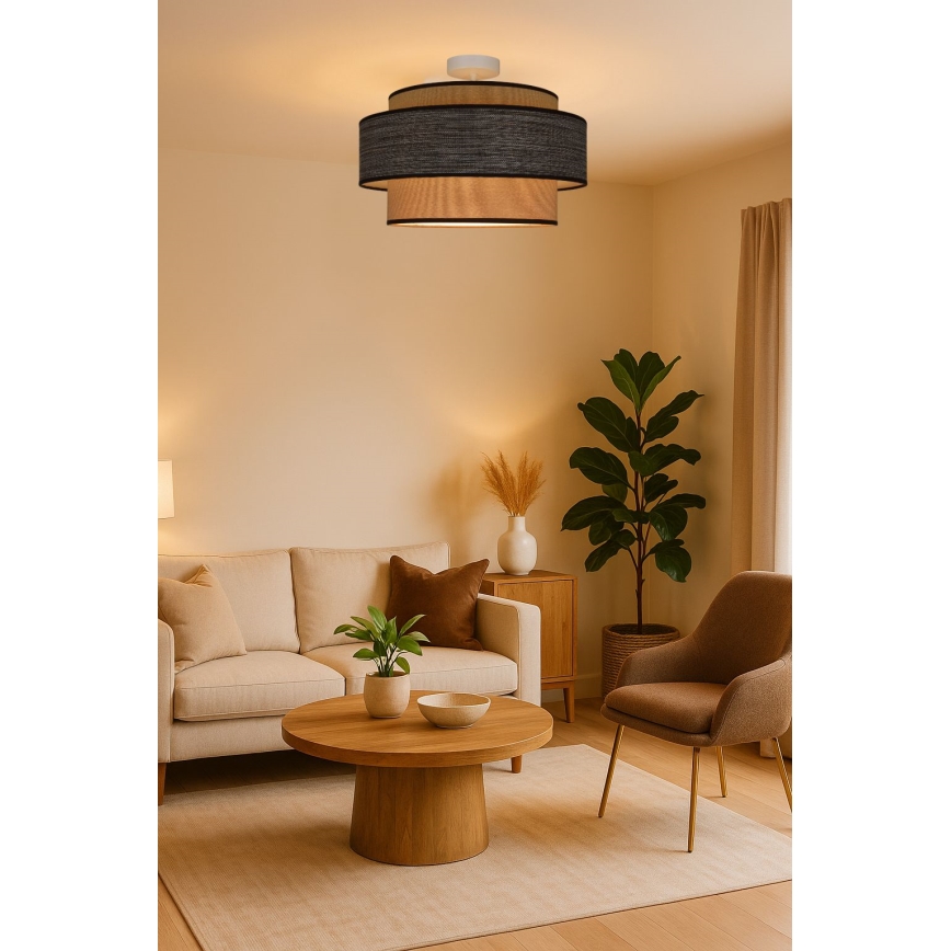 Nadgradni lestenec GRACE 1xE27/60W/230V krem barva/rjava