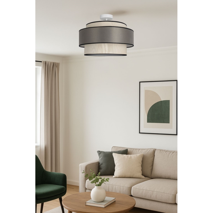 Nadgradni lestenec GRACE 1xE27/60W/230V krem barva/siva