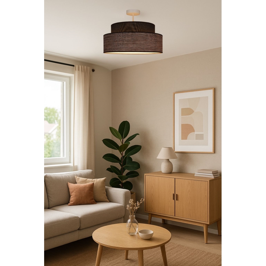 Nadgradni lestenec GRACE 1xE27/60W/230V rjava/bež