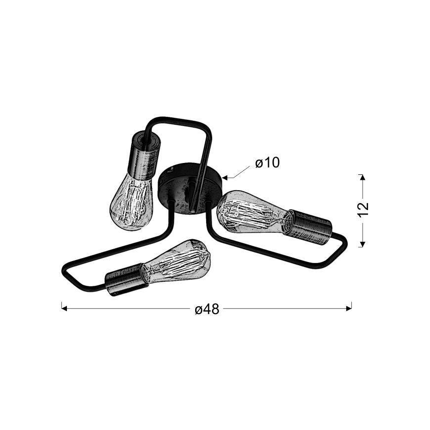 Nadgradni lestenec HERPE 3xE27/60W/230V
