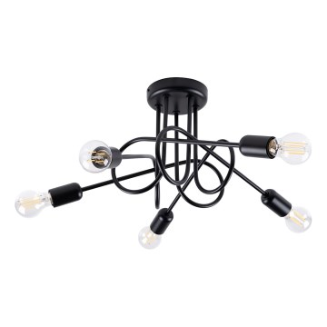 Nadgradni lestenec LOOP 5xE27/15W/230V črna