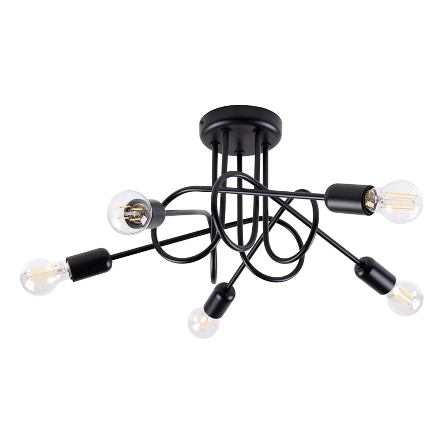 Nadgradni lestenec LOOP 5xE27/15W/230V črna