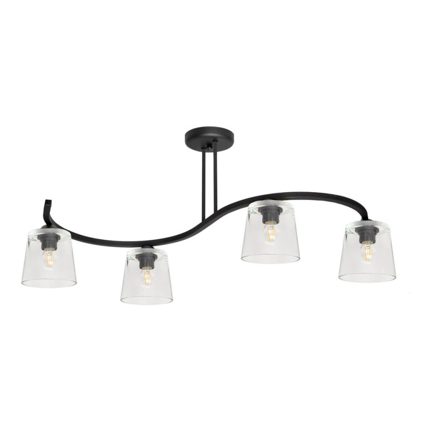 Nadgradni lestenec LUCEA 4xE27/15W/230V črna/prozorna