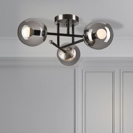 Nadgradni lestenec MALENA 3xE14/5W/230V črna/dimna