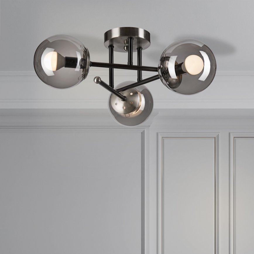 Nadgradni lestenec MALENA 3xE14/5W/230V črna/dimna