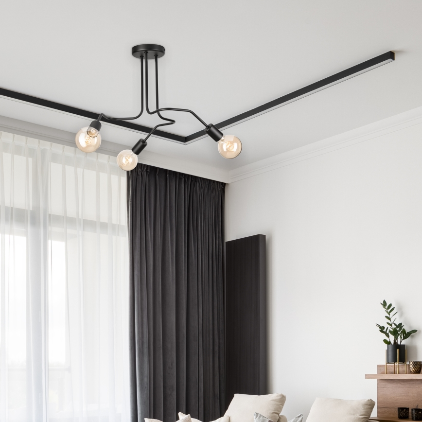 Nadgradni lestenec MATYLDA 3xE27/60W/230V črna