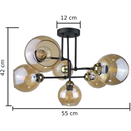 Nadgradni lestenec MONDE GOLD 6xE27/60W/230V