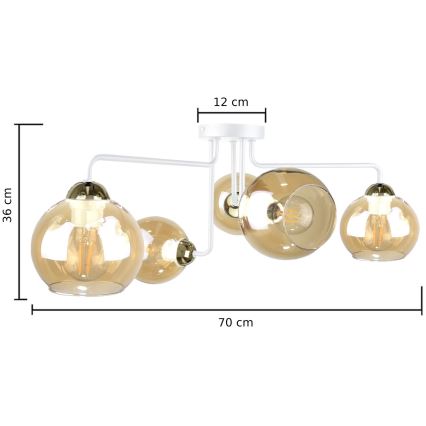 Nadgradni lestenec MONDE WHITE 5xE27/60W/230V