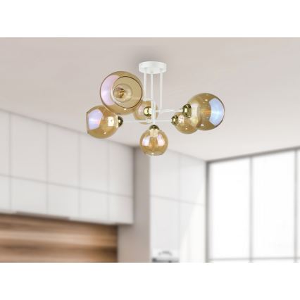 Nadgradni lestenec MONDE WHITE 6xE27/60W/230V