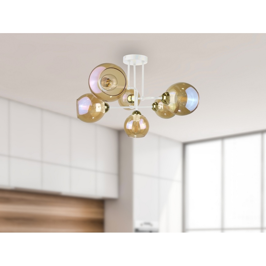 Nadgradni lestenec MONDE WHITE 6xE27/60W/230V