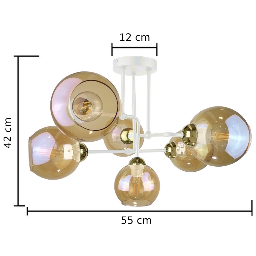 Nadgradni lestenec MONDE WHITE 6xE27/60W/230V