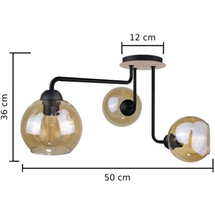 Nadgradni lestenec MONDE WOOD 3xE27/60W/230V