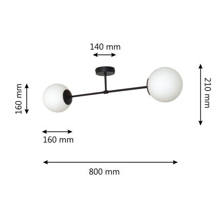 Nadgradni lestenec MOON 2xE27/15W/230V črna