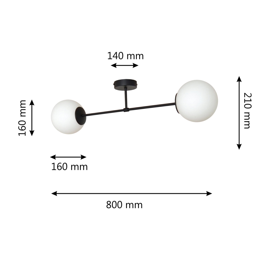 Nadgradni lestenec MOON 2xE27/15W/230V črna