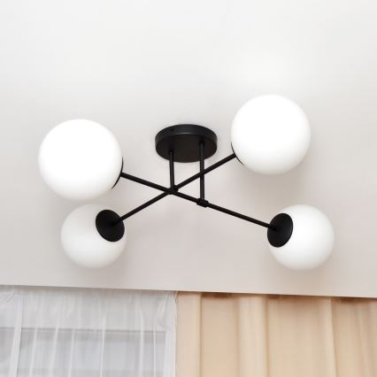 Nadgradni lestenec MOON 4xE27/15W/230V črna