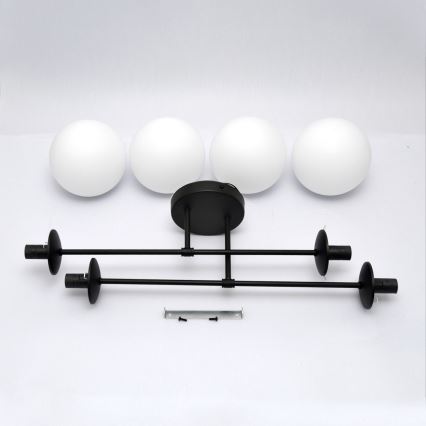 Nadgradni lestenec MOON 4xE27/15W/230V črna
