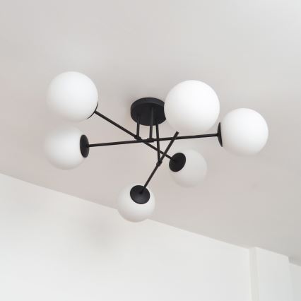 Nadgradni lestenec MOON 6xE27/15W/230V črna
