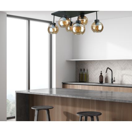 Nadgradni lestenec NESSA 6xE27/60W/230V črna/dimna bež