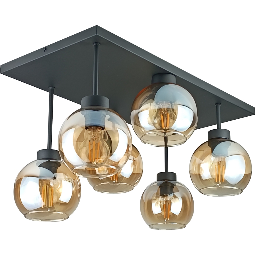 Nadgradni lestenec NESSA 6xE27/60W/230V črna/dimna bež