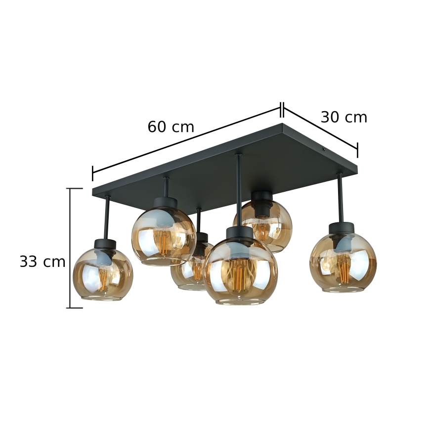 Nadgradni lestenec NESSA 6xE27/60W/230V črna/dimna bež