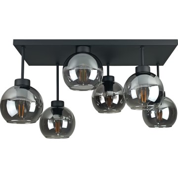 Nadgradni lestenec NESSA 6xE27/60W/230V črna/dimna črna