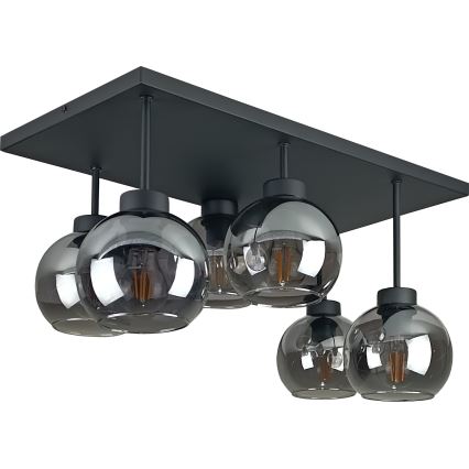 Nadgradni lestenec NESSA 6xE27/60W/230V črna/dimna črna