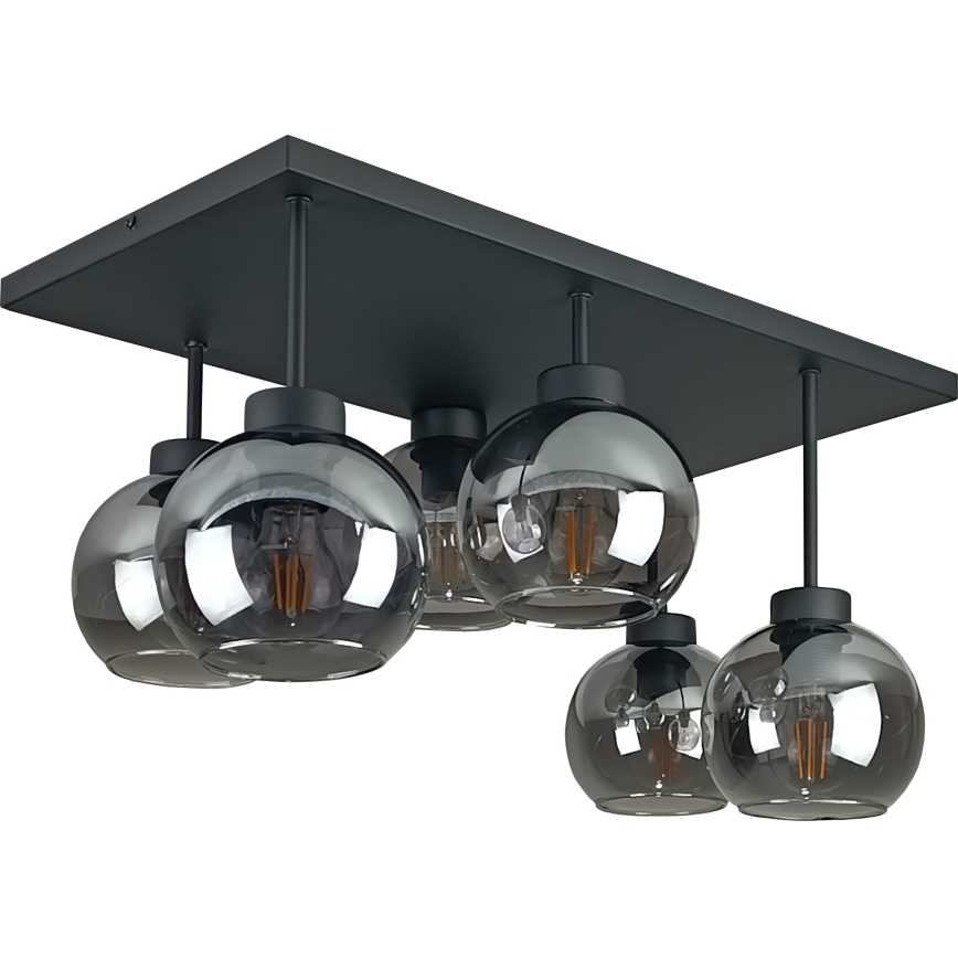 Nadgradni lestenec NESSA 6xE27/60W/230V črna/dimna črna