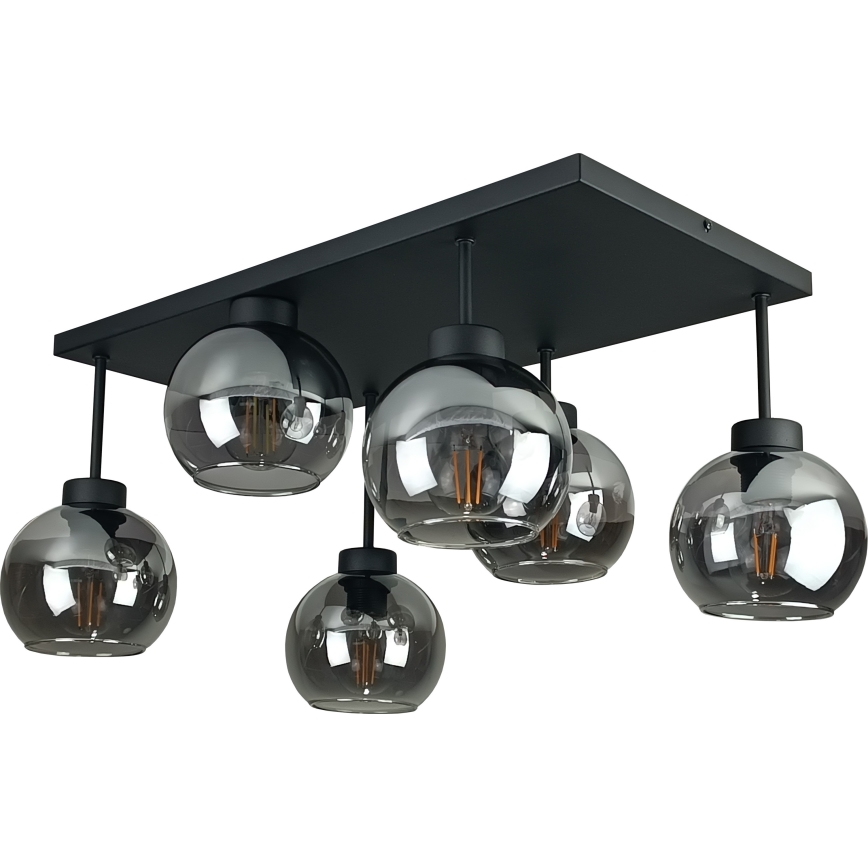 Nadgradni lestenec NESSA 6xE27/60W/230V črna/dimna črna