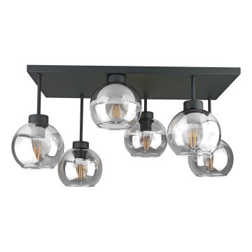 Nadgradni lestenec NESSA 6xE27/60W/230V črna/prozorna