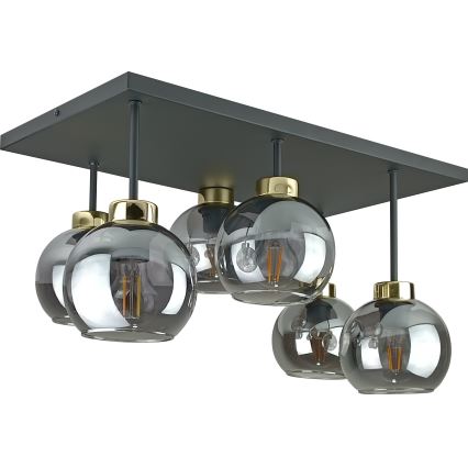 Nadgradni lestenec NESSA 6xE27/60W/230V črna/zlata/dimna črna