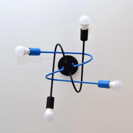 Nadgradni lestenec OXFORD 4xE27/15W/230V črna/modra