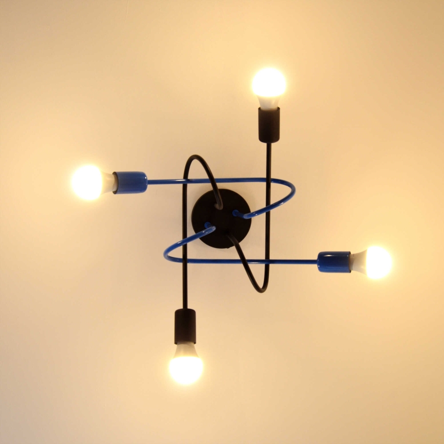 Nadgradni lestenec OXFORD 4xE27/15W/230V črna/modra