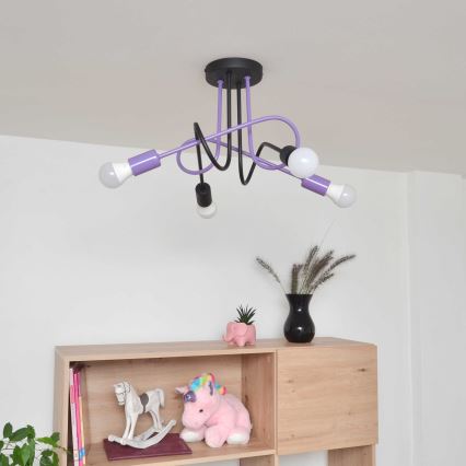 Nadgradni lestenec OXFORD 4xE27/15W/230V črna/vijolična