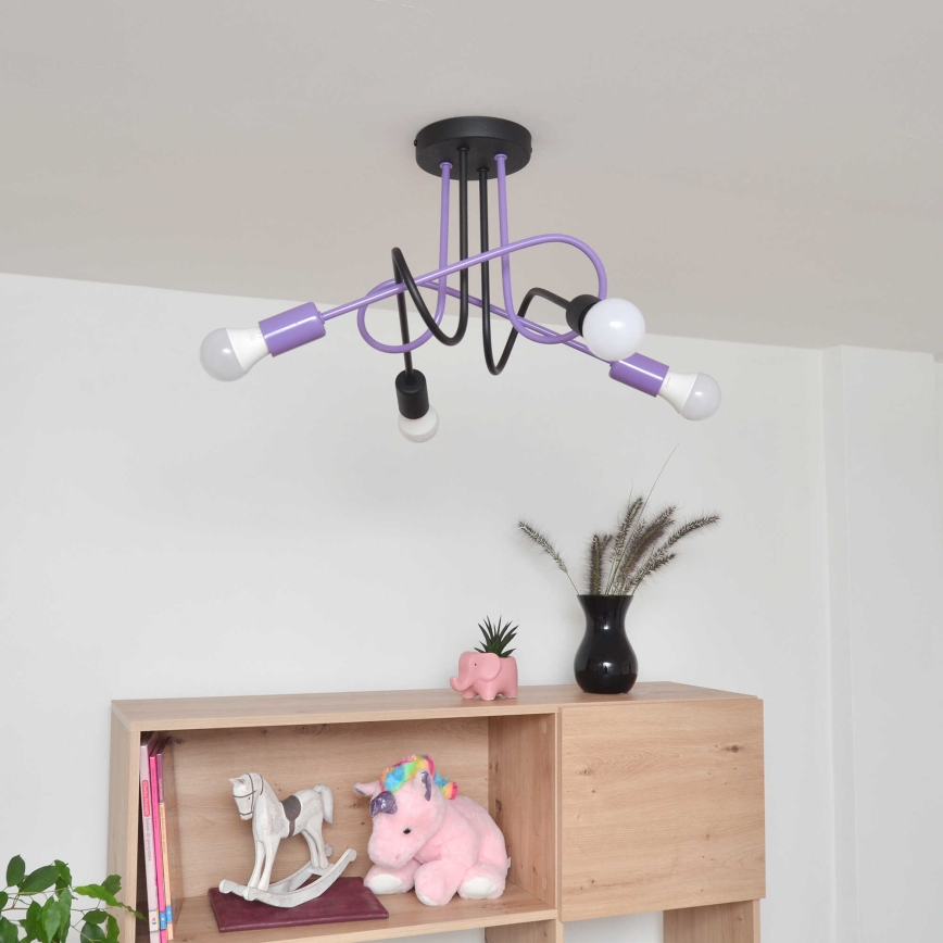 Nadgradni lestenec OXFORD 4xE27/15W/230V črna/vijolična