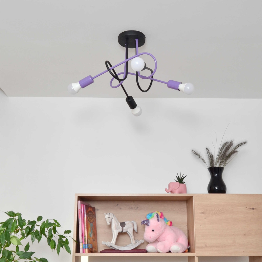 Nadgradni lestenec OXFORD 4xE27/15W/230V črna/vijolična