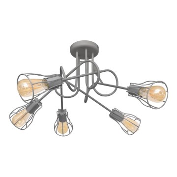 Nadgradni lestenec OXFORD 5xE27/15W/230V siva